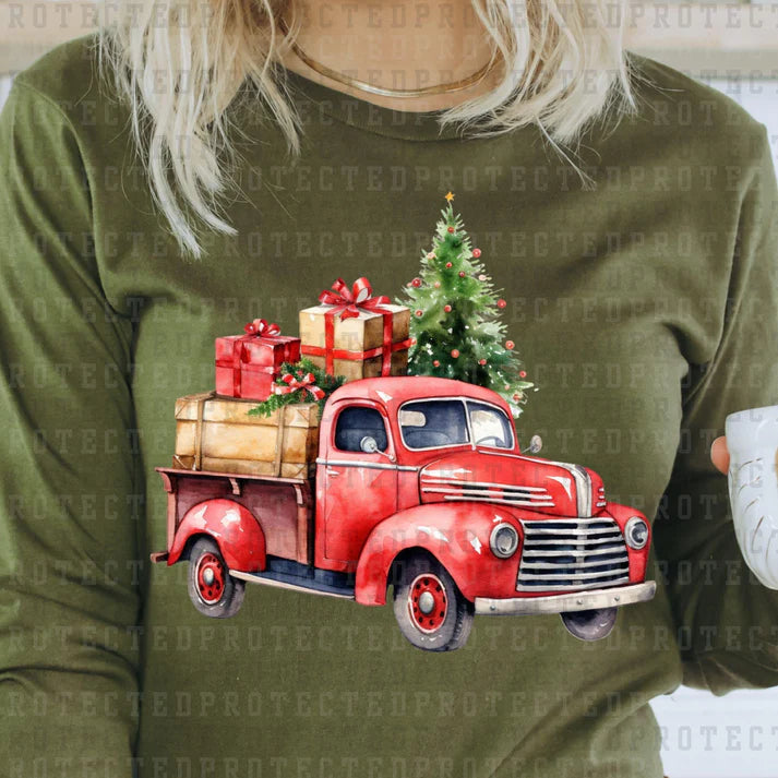 Retro Red Christmas Truck w/ Gifts